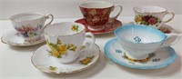 5 Cups & Saucers Incl Queen Anne, Stanley