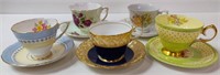 5 Cups & Saucers Incl Queen Anne