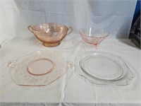 Vintage Pink and Clear Depression Glass