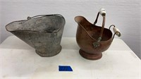 Vintage ash buckets- copper and metal