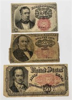 (3) US Fractional Currency Notes