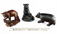 (3) Wooden Carved Bears