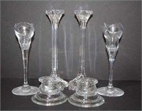 Clear Glass Candle Holders (lot of 3 pairs)