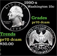 Proof 1990-s Washington Quarter 25c Grades GEM++ P