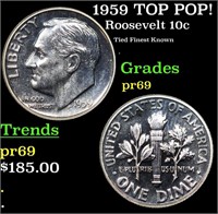 Proof 1959 Roosevelt Dime TOP POP! 10c Graded pr69