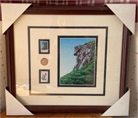 L - FRAMED NEW HAMPSHIRE COIN & STAMPS