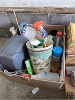 Box lot of cleaning supplies.