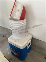 2 coolers and 5 gallon bucket