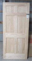 Pine 6 panel wood interior door slab. Measures