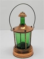 Green Glass & Copper Musical Lantern Decanter