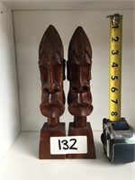 Pair Of South African Wooden Sculpture No Repairs