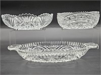(3) Clear Pressed Glass & Crystal Bowls, 1 Divided