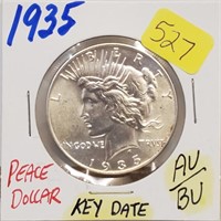 Key Date 1935 AU/BU 90% Silver Peace $1 Dollar
