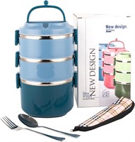 Blue 3-Layer Steel Lunch Box