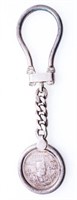 925 Sterling Silver Coin Key Fob