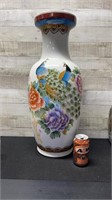 Large Hand Painted Chinese Peacock Ceramic Vase 25