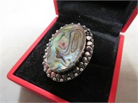 NEW ABALONE RING STAMPED 925 SIZE 7