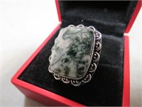 NEW TREE AGATE RING STAMPED 925 SIZE 7.5