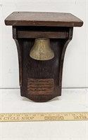 Vintage Dinner Bell On Wooden Plaque w Saying