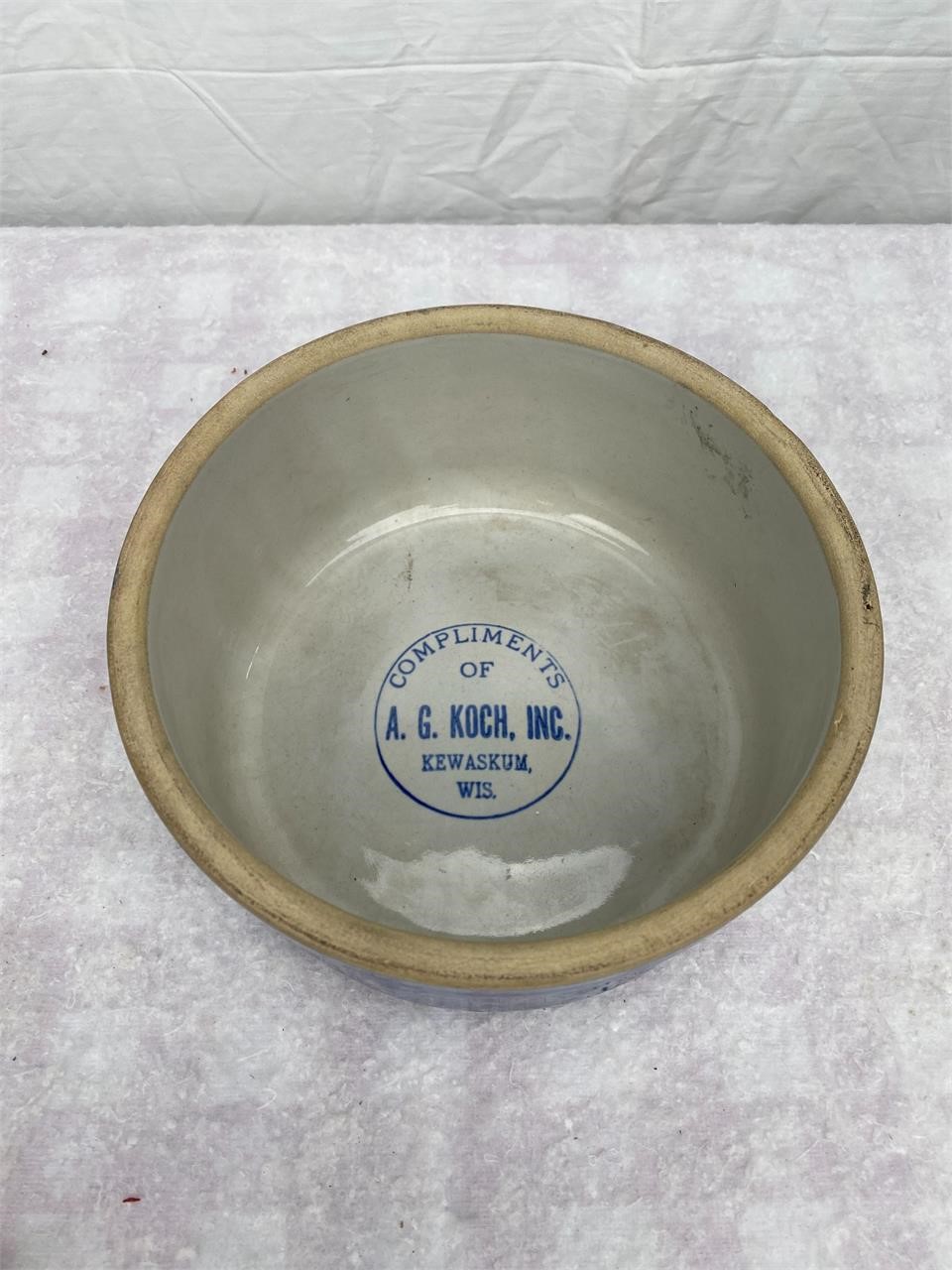 Antique Art Deco Stoneware Advertising Bowl