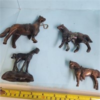 5 Vintage Metal Miniature Horses - 3 are pot metal