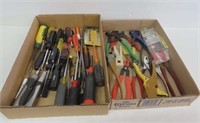 2 Trays of Screwdrivers, Pliers, Wire Strippers