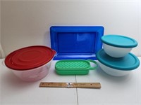 Bowl with Lids, Plastic Serving Tray, & Grater