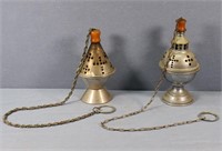 (2) Vtg. Chrome Church Thurible/ Censers