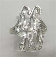Sterling Silver Diamond Cut Abstract Ring
