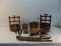 Wooden Bowls, Slatted Baskets