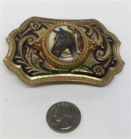 Very nice cameo horse belt buckle.    1937