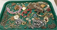 Tray lot of newer and vintage costume jewelry