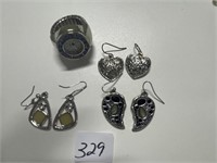 FINGER RING WATCH & EARRINGS