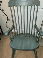 WOOD PAINTED ROCKING CHAIR- W/ DECORATED TOP