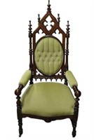 Antique Gothic Revival Throne Chair