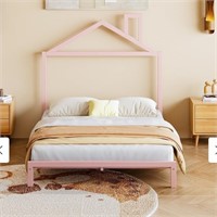 full size platform bed with chimney light pink