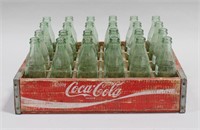 COCA-COLA RED WOODEN CARRIER TRAY WITH BOTTLES
