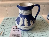 Wedgwood Jasperware Blue W/Cream Jug Pitcher 6 "