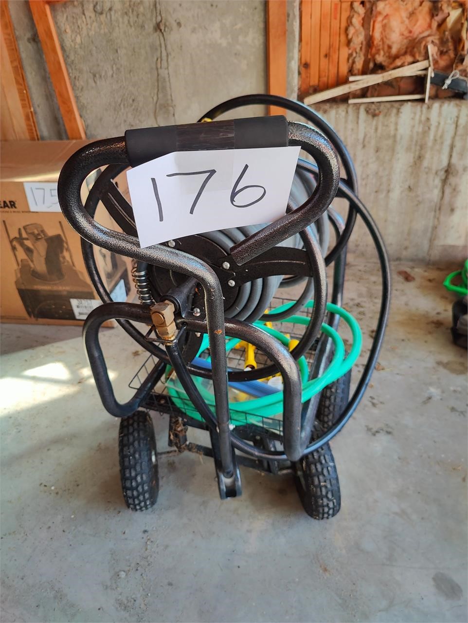 Hose reel cart with hose