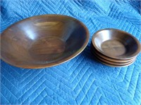 5 Walnut Wooden Bowls