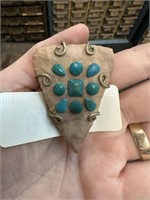 NAT AMERICAN ARROW HEAD W TURQUOISE BUTTONS BOLO