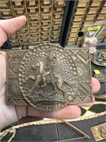 VINTAGE "THE SCALP" BELT BUCKLE N AMERICAN BRASS