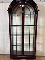 Arched Top Dark Finish Lighted Curio Cabinet