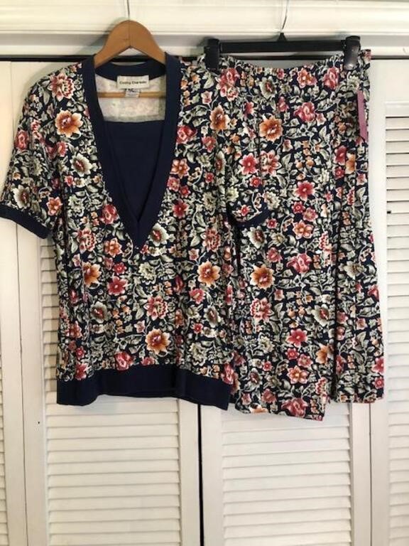 VINTAGE CATHY DANIELS 2PC MATCHING FLORAL SET M/L