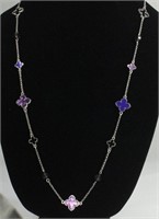 ENAMELED ACCENTS IN SILVER TONE CHAIN NECKLACE