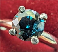 $5545 Platinum 4.62G Blue Diamond Treated 1Ct Ring