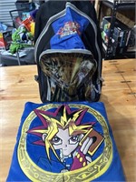 Yu-Gi-Oh Backpack and Vintage Throw Pillow
