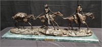 C.M Russell bronze sculpture "Changing Outfits"