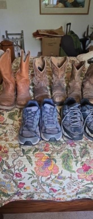 Lot of Western boots and running shoes, size 9.