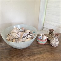 Seashells in Bowl, Seashell Vases